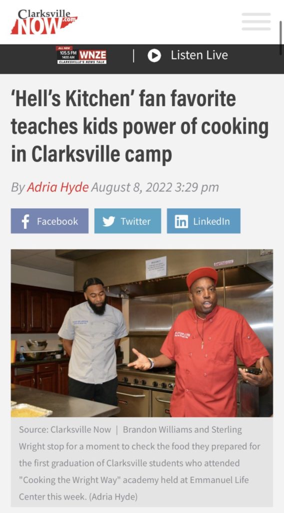 Cooking Camp with Sterling 100